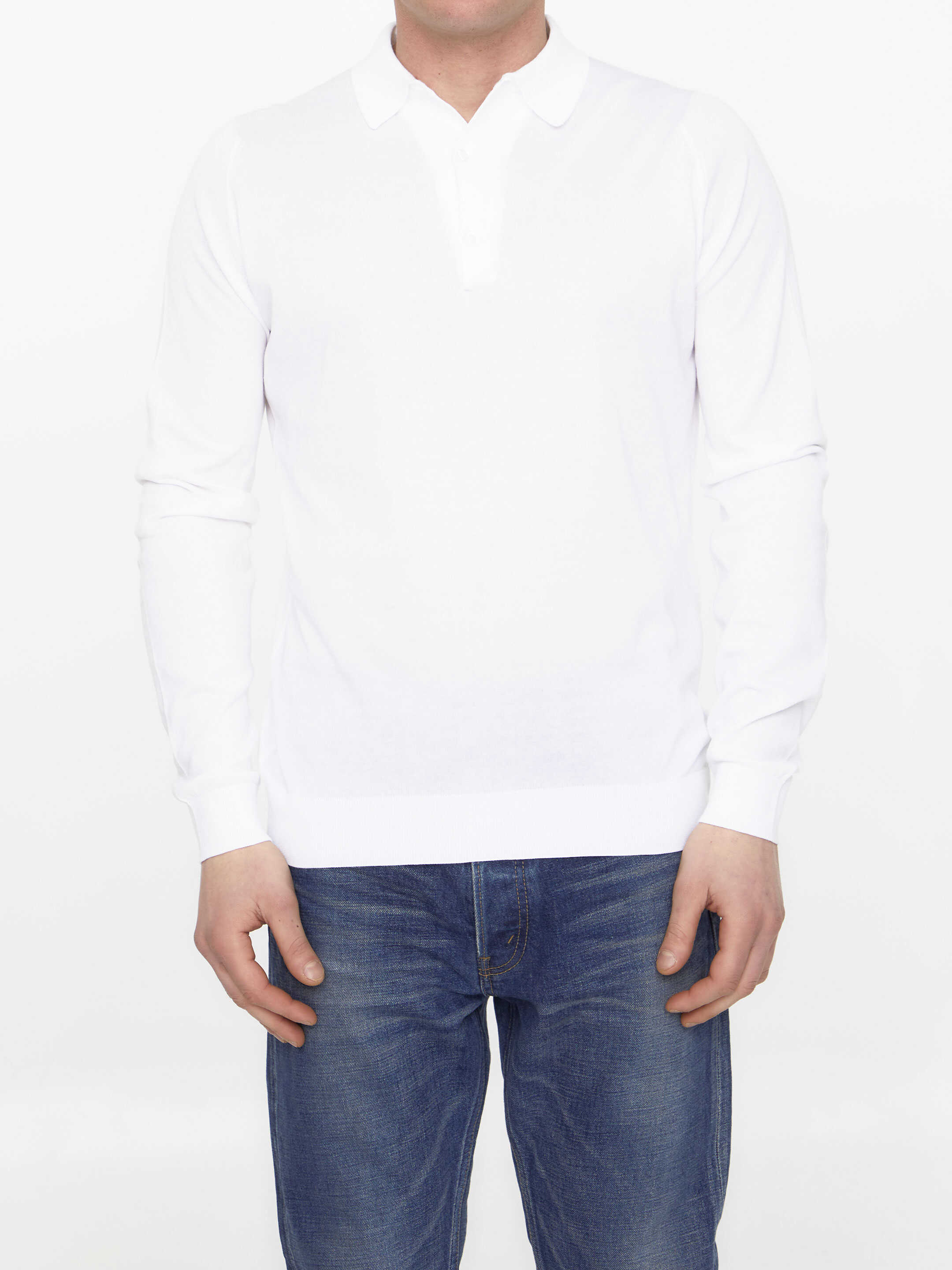 John Smedley Cotton Polo Shirt White