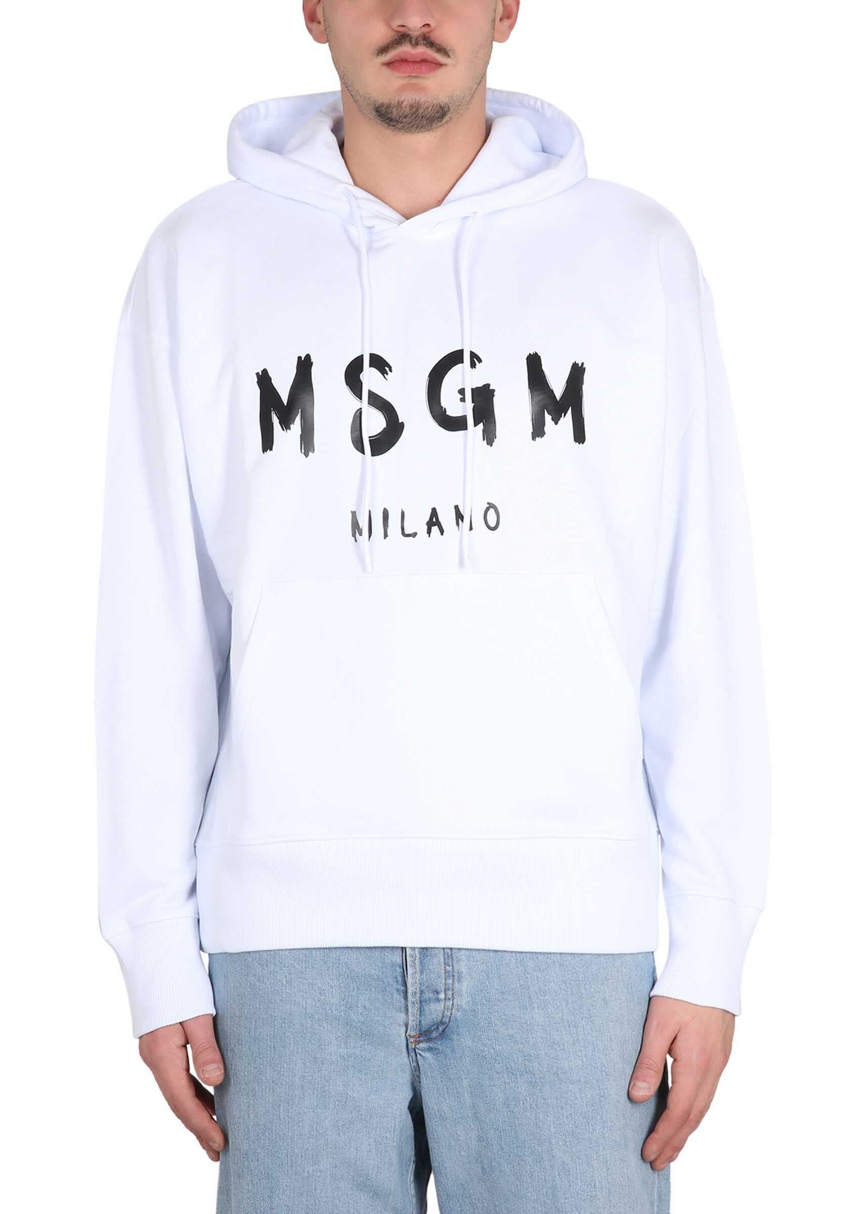 MSGM Sweatshirt With Brushed Logo WHITE