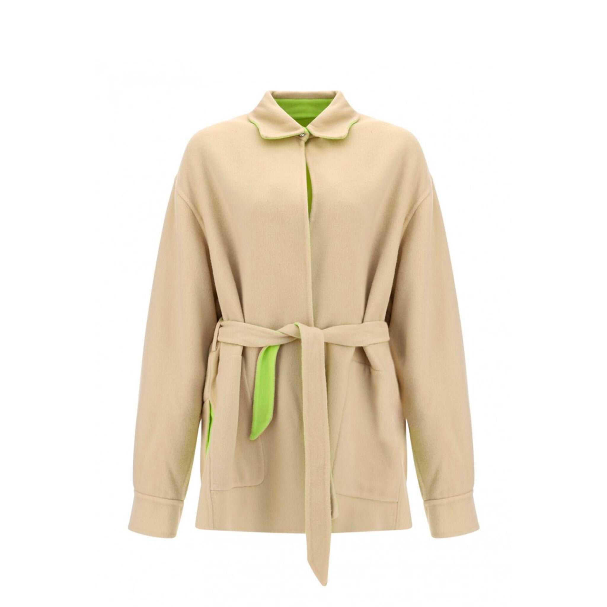 Off-White Belted Wool Jacket Beige