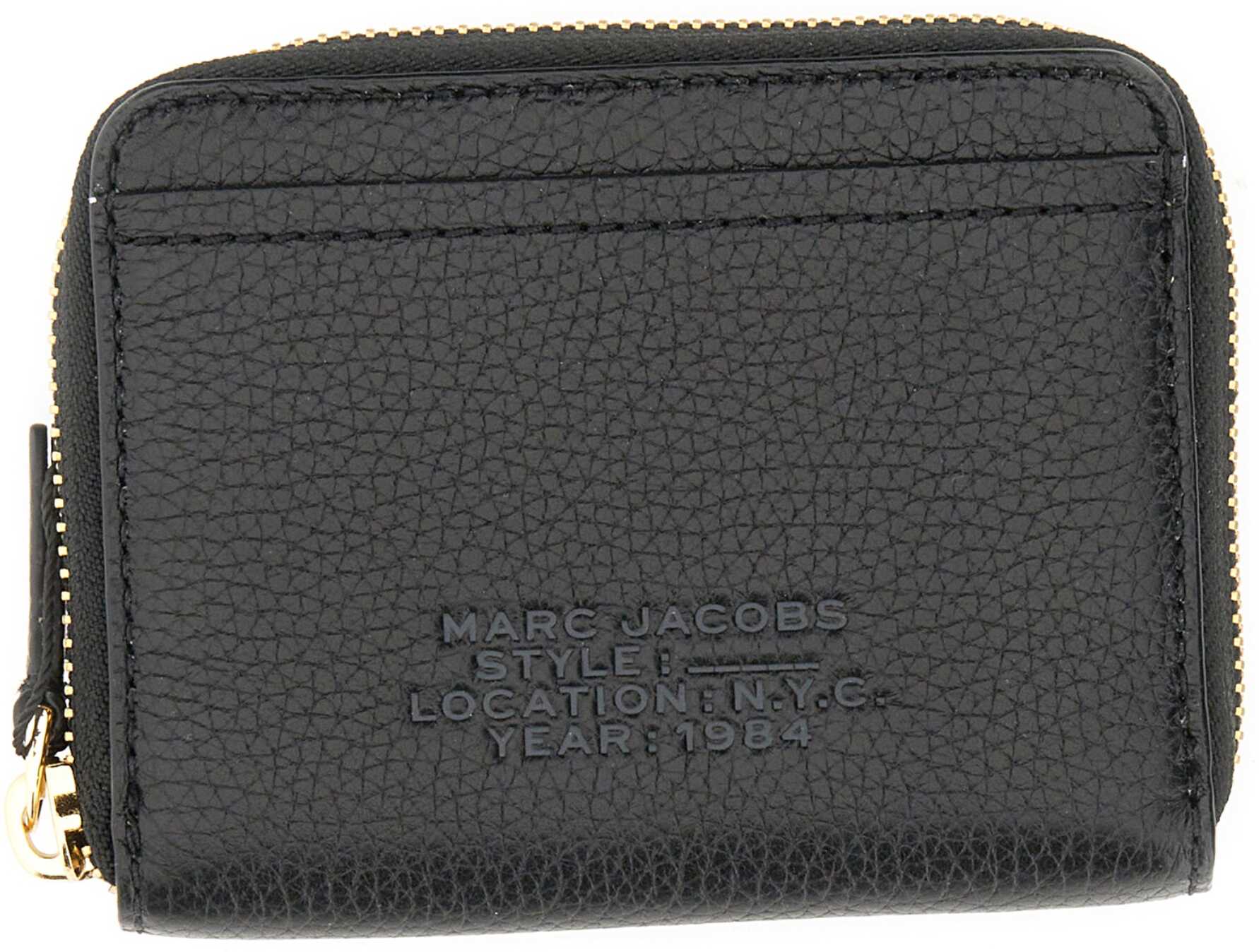 Marc Jacobs Leather Wallet With Zipper BLACK