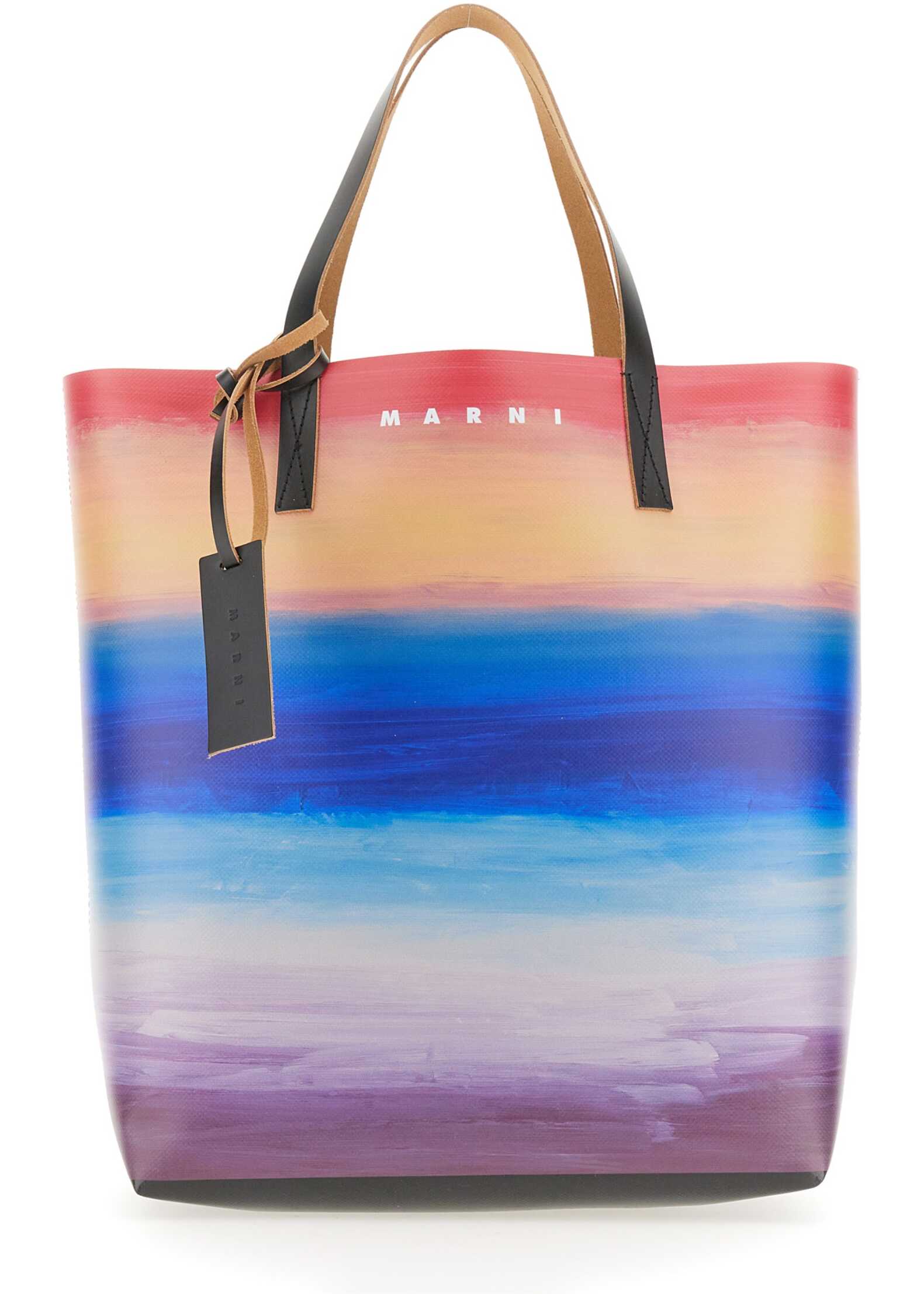 Marni Tribeca Shopping Bag With Dark Side Of The Moon Print MULTICOLOUR