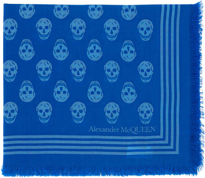 Alexander McQueen Skull Scarf ROYAL/SKY BLUE