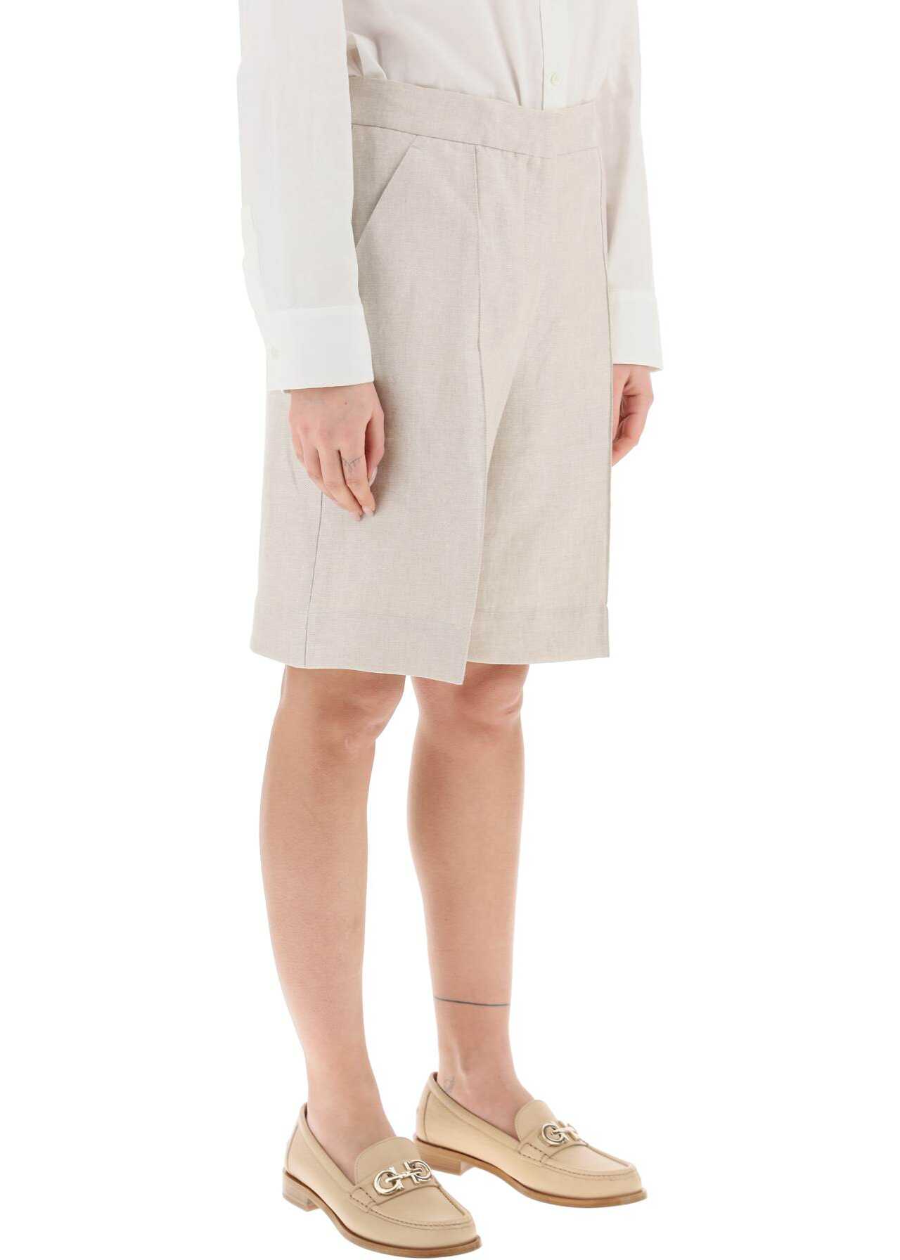 Agnona Linen Twill Shorts SAND