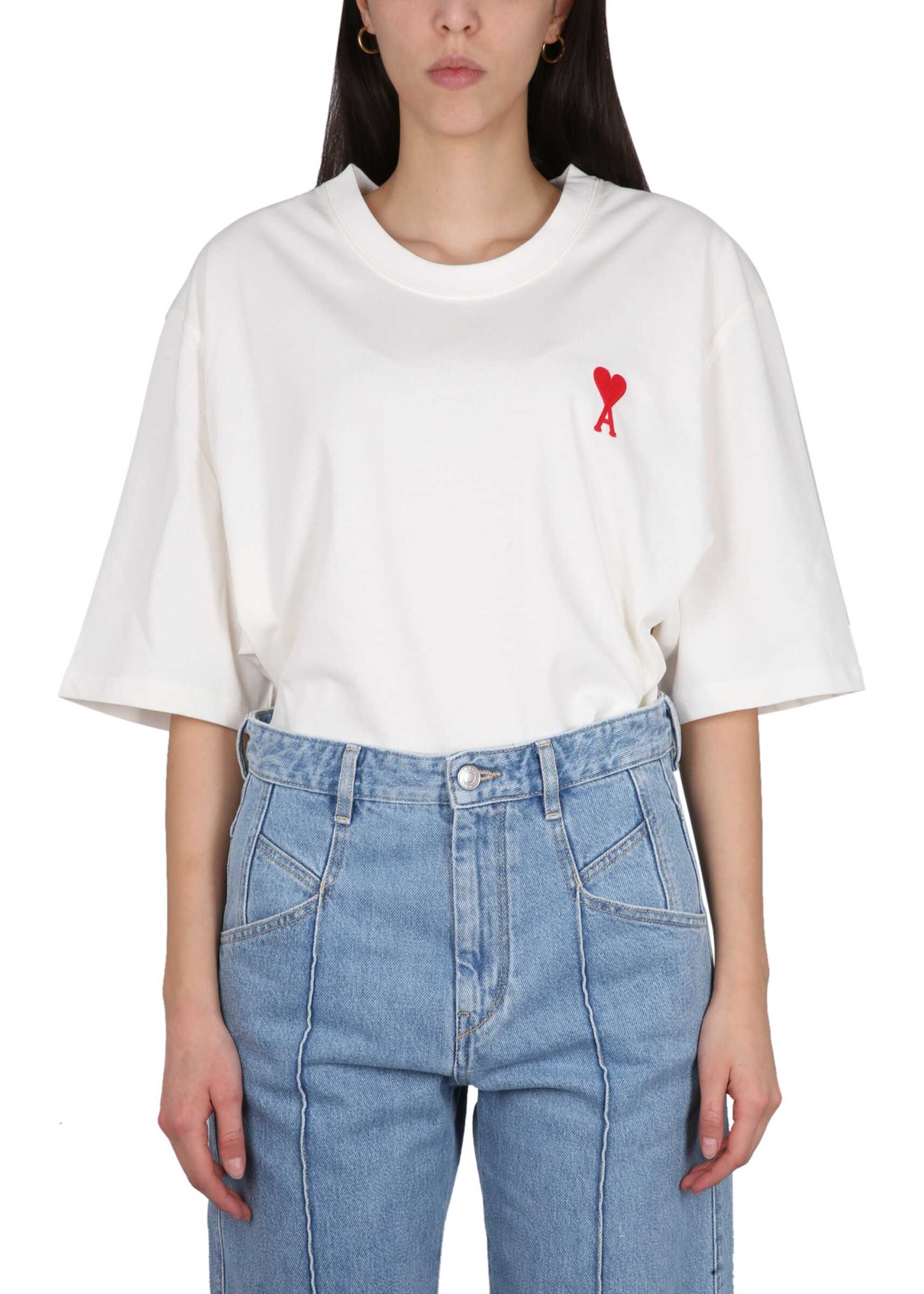 AMI Paris T-Shirt With Ami De Coeur Embroidery WHITE