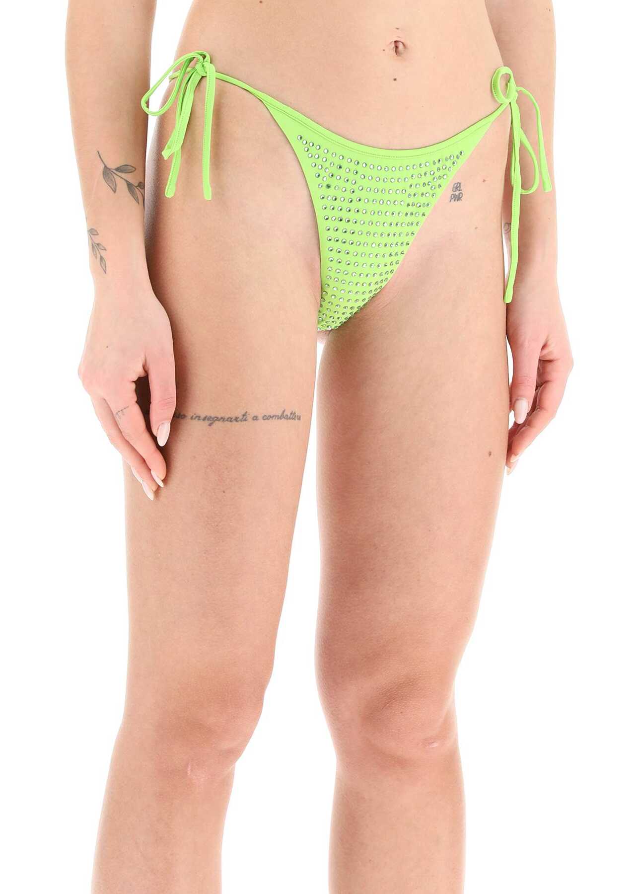 Self-Portrait Rhinestone Bikini Bottom GREEN
