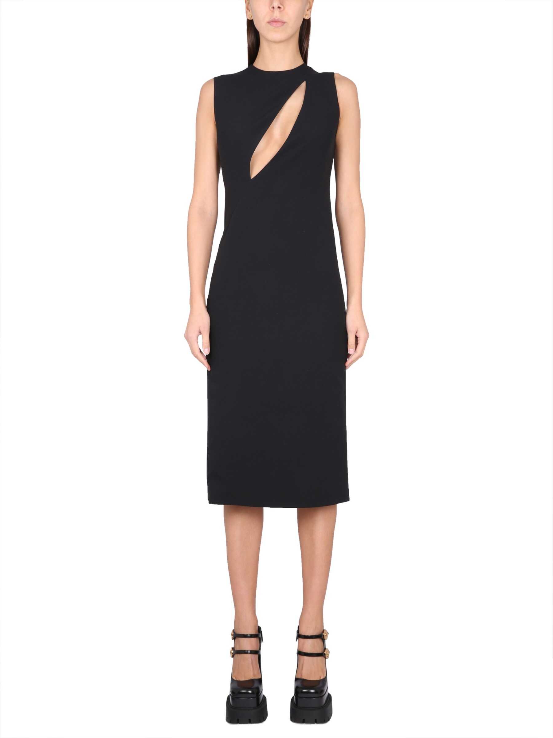 Versace Sleeveless Midi Dress With Cutouts BLACK