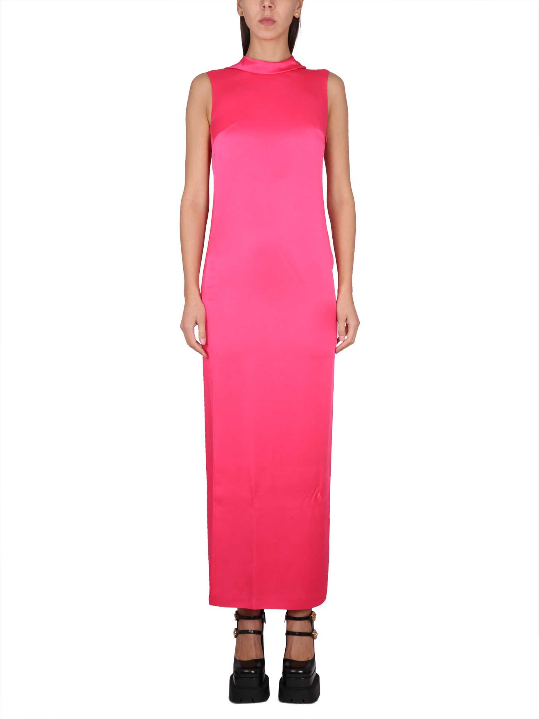 Versace Long Dress With Ring Neckline FUCHSIA