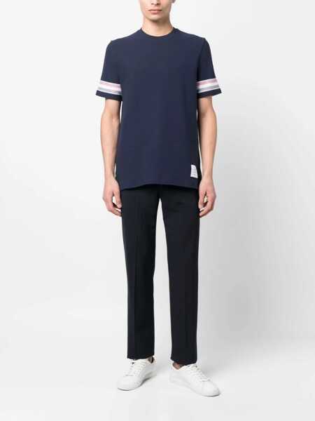 Tricouri Thom Browne Stripes T-Shirt BLUE Barbati (BM 9766601) 2