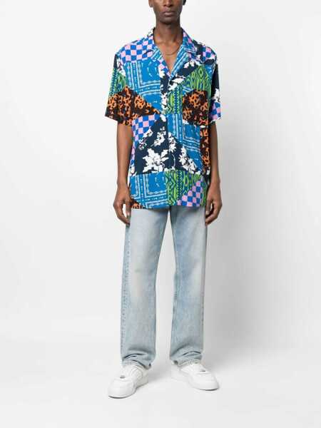 Camasi casual Marcelo Burlon Hawaii Mix & Match Shirt BLUE Barbati (BM 9769460) 2