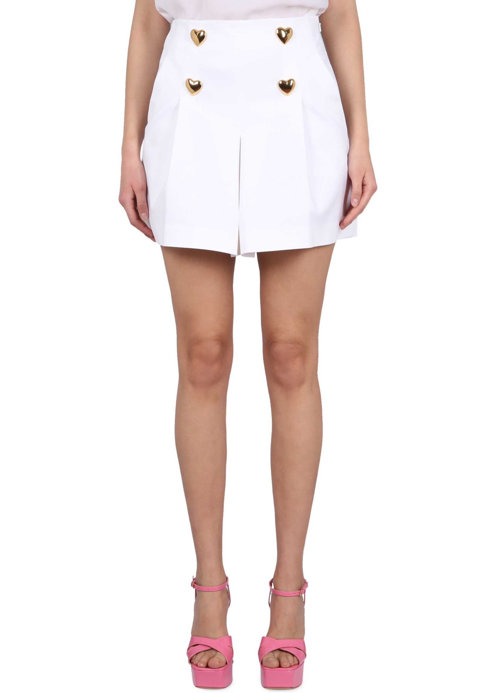 Moschino Heart Button Shorts WHITE