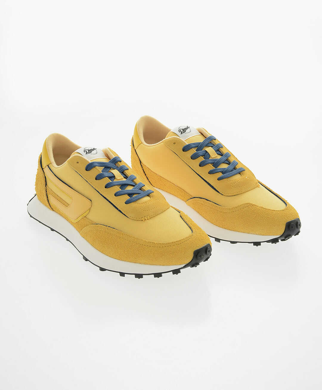 Diesel Tone- On Ton Mesh And Suede S-Racer Lc Low-Top Sneakers With Yellow