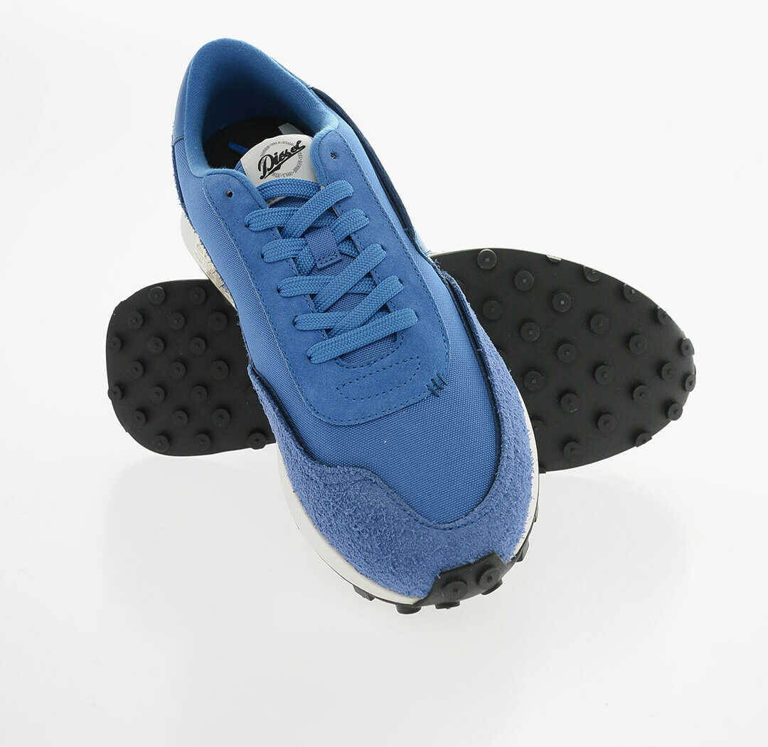 Diesel Tone- On Ton Mesh And Suede S-Racer Lc Low-Top Sneakers With Blue