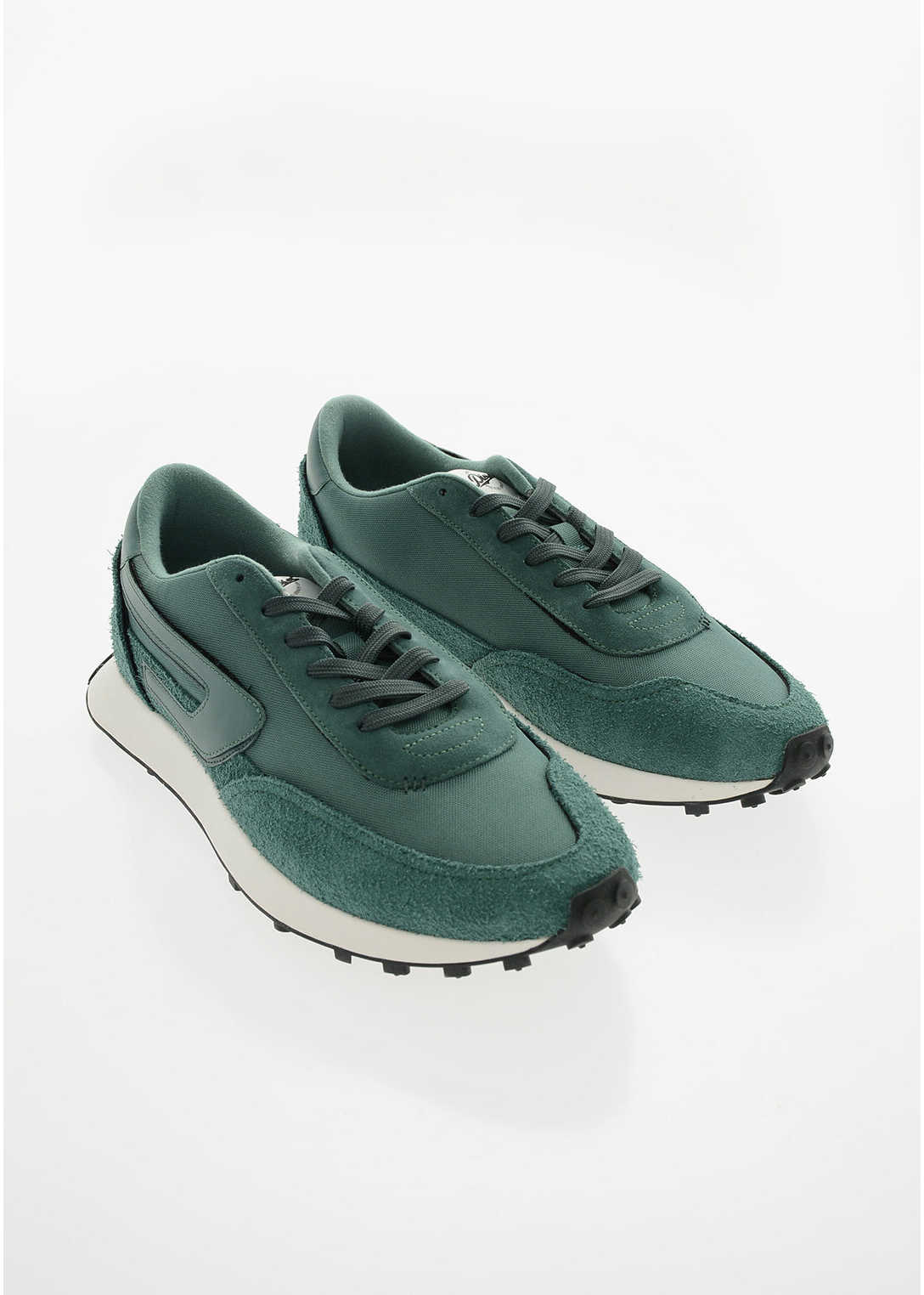 Diesel Meash And Suede S-Racer Lc Low-Top Sneakers With D-Logo Green