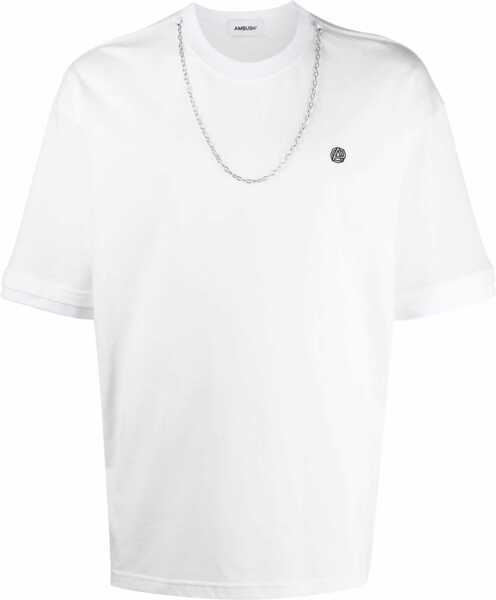 Tricouri AMBUSH Crew-Neck T-Shirt With Removable Chain And Logoed Embroidery White Barbati (BM 9777761) 1