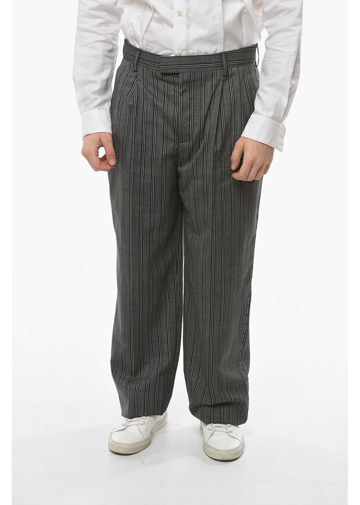 Vetements Wide Pants In Balanced Stripes Gray