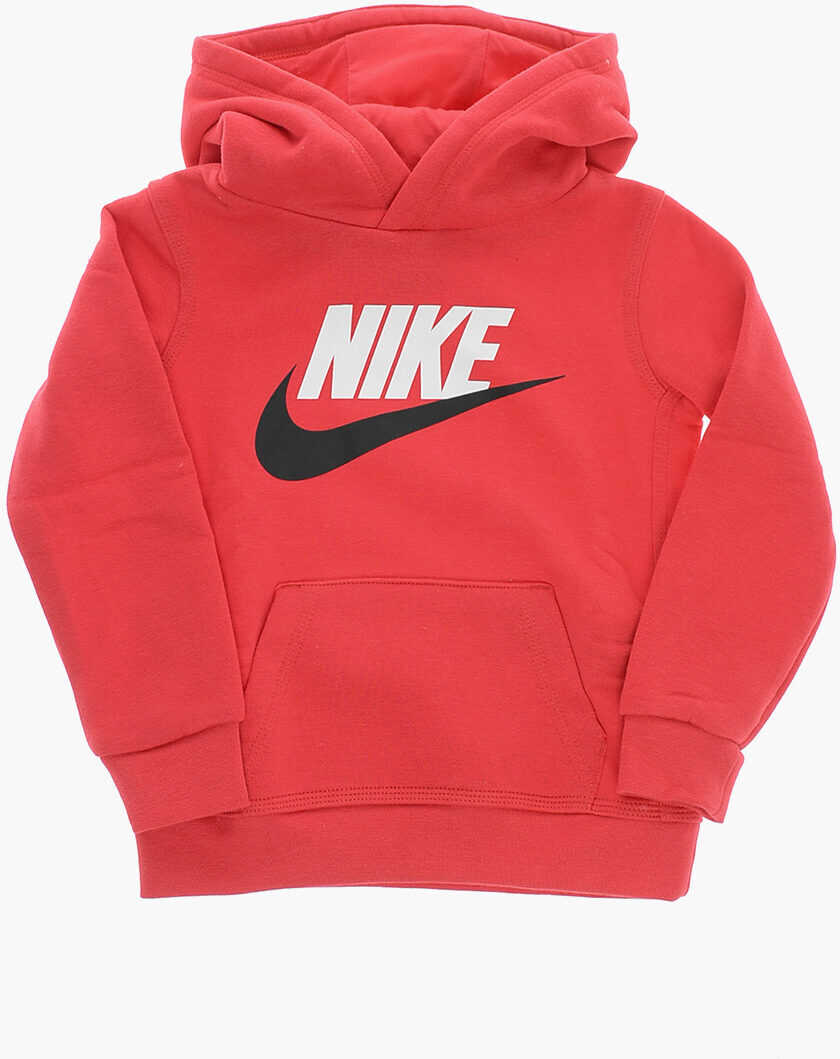 Nike Fleeced-Cotton Patch Pocket Frontal Hoodie Red