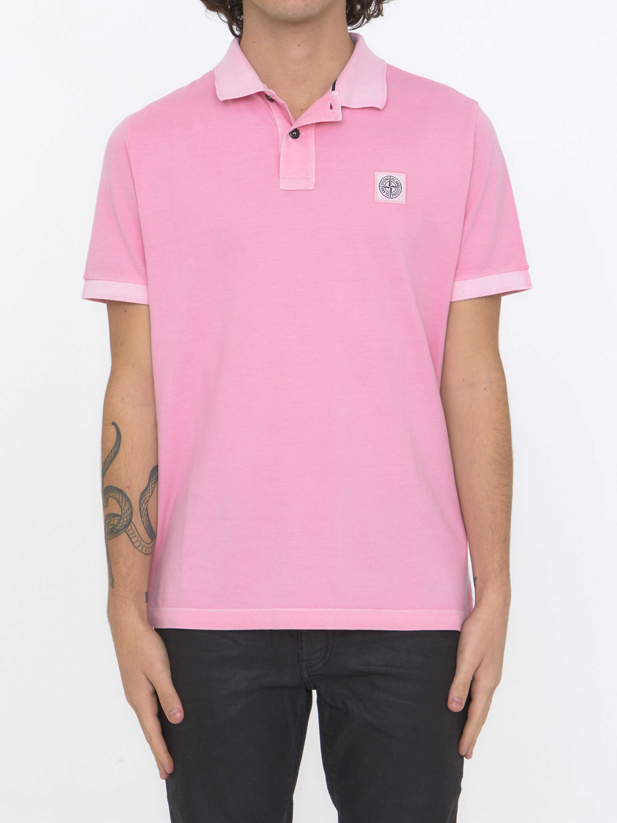 Stone Island Compass Polo Shirt Pink