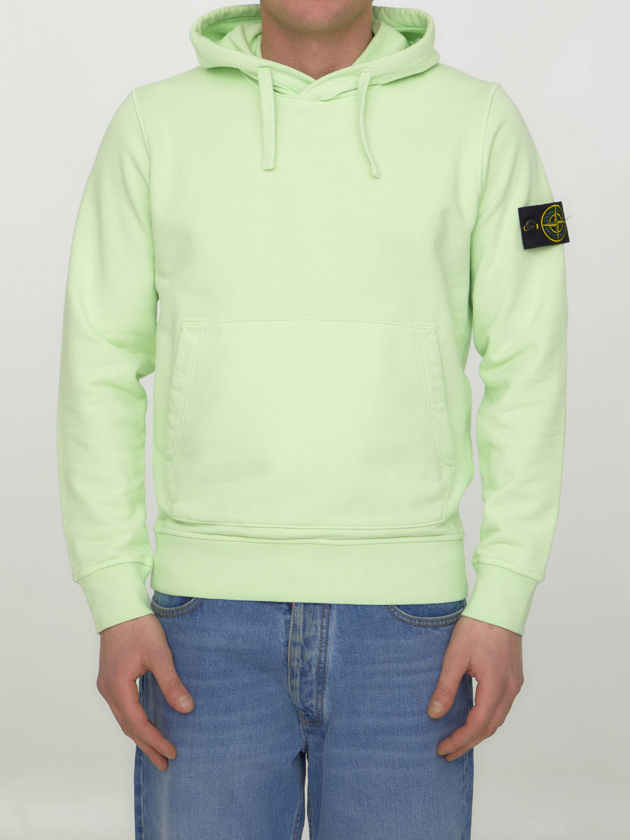 Stone Island Lime Cotton Hoodie Yellow