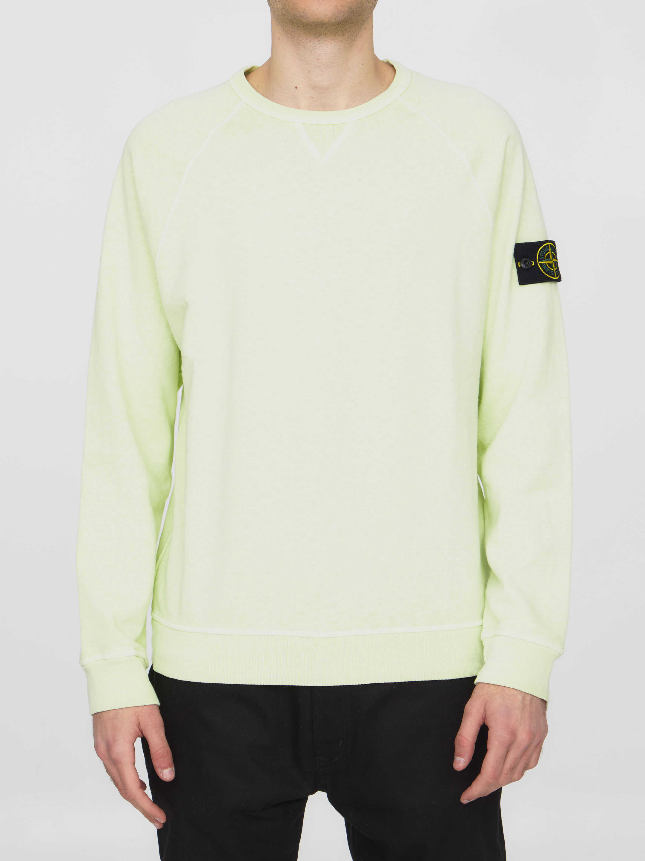 Stone Island Lime Cotton Sweatshirt Yellow