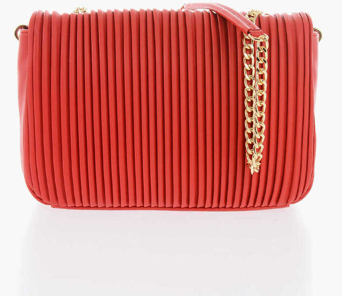 Genti tip postas Moschino Love Pleated Faux Leather Bag With Chain Shoulder Strap Red Femei (BM 9786629) 3