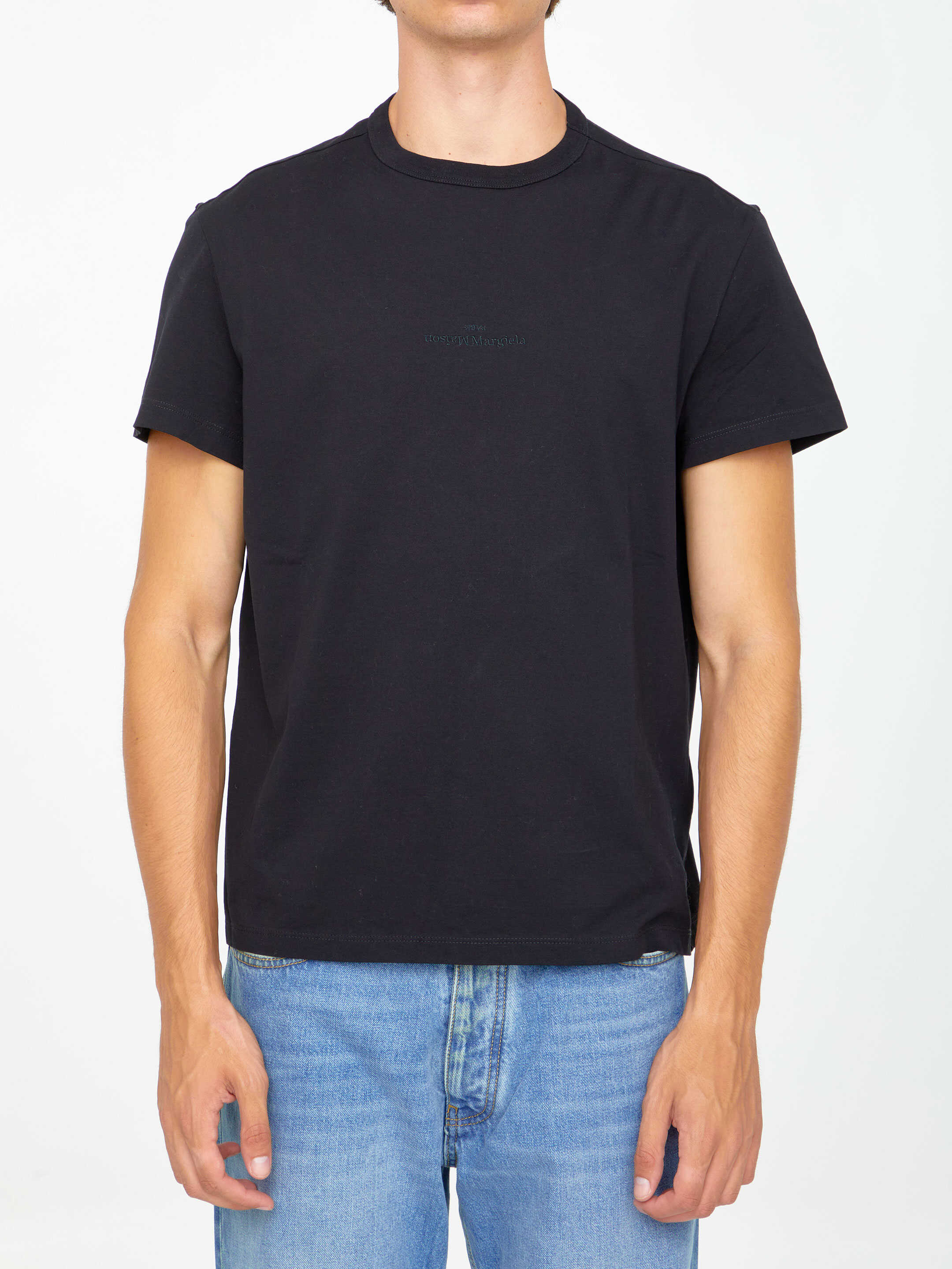Maison Margiela Cotton T-Shirt With Logo Black