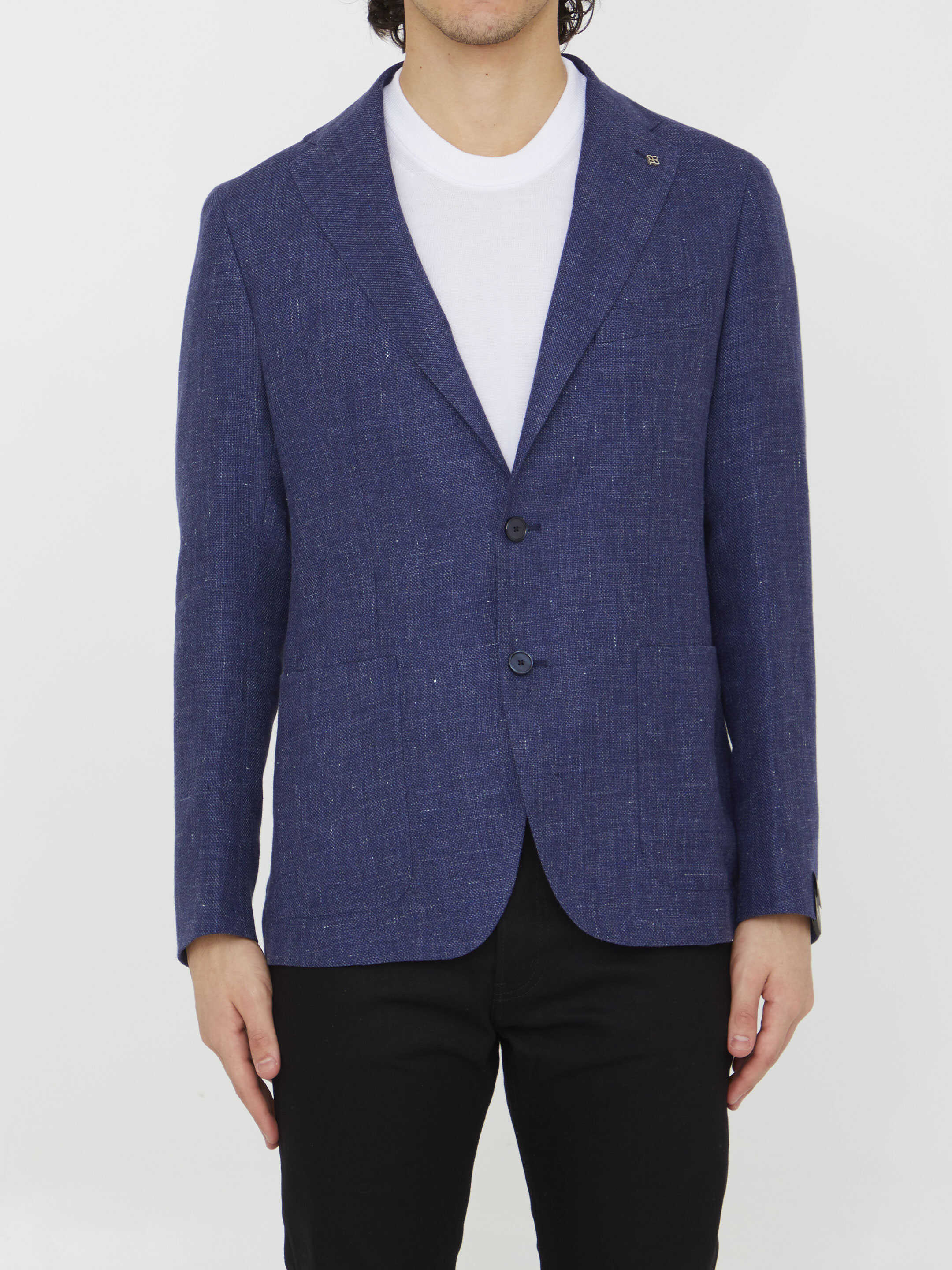 Tagliatore Linen And Wool Jacket Blue