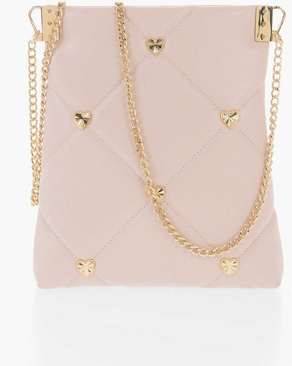 Genti tip postas Moschino Love Quilted Faux Leather Crossbody Bag With Heart-Shaped Je Beige Femei (BM 9786896) 3