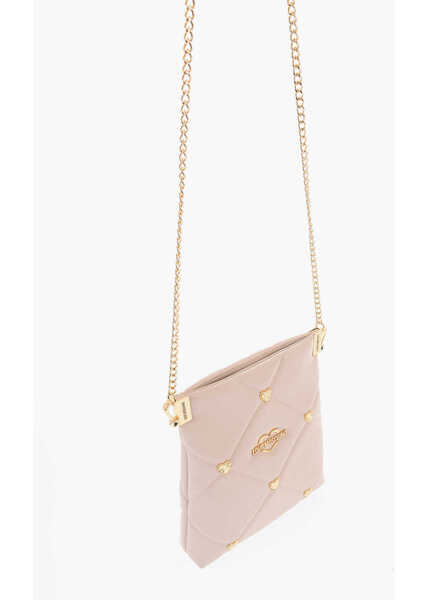 Genti tip postas Moschino Love Quilted Faux Leather Crossbody Bag With Heart-Shaped Je Beige Femei (BM 9786896) 4