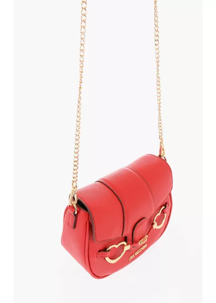 Genti tip postas Moschino Love Faux Leather Big Heartbit Crossbody Bag With Golden Cla Red Femei (BM 9786902) 3