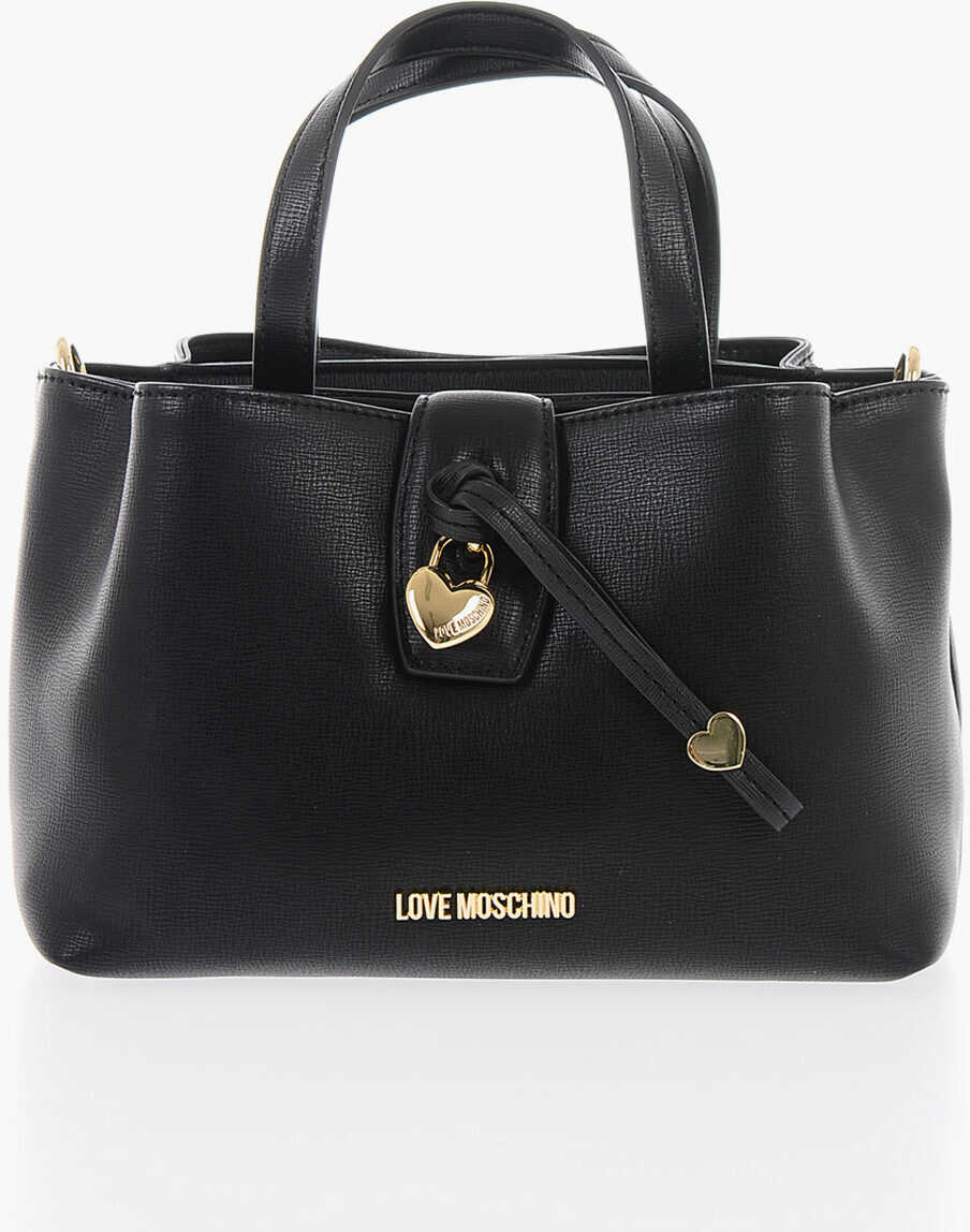 Moschino Love Faux Leather Handbag With Removable Shoulder Strap Black