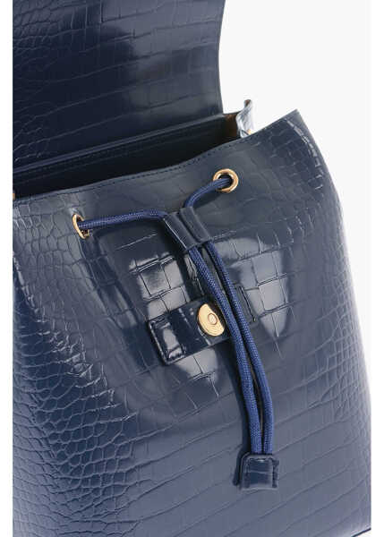 Rucsacuri Moschino Love Crocodile Effect Faux Leather Backpack Gray Femei (BM 9786917) 3