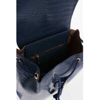 Rucsacuri Moschino Dama - Rucsacuri Moschino Love Crocodile Effect Faux Leather Backpack Gray Femei (BM 9786917) - B-mall.ro