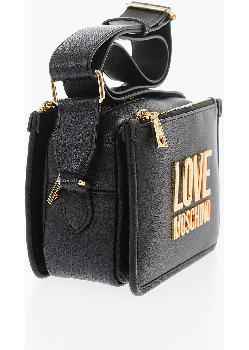 Genti tip postas Moschino Love Faux Leather Crossbody Bag With Golden Logo Black Femei (BM 9786920) 2