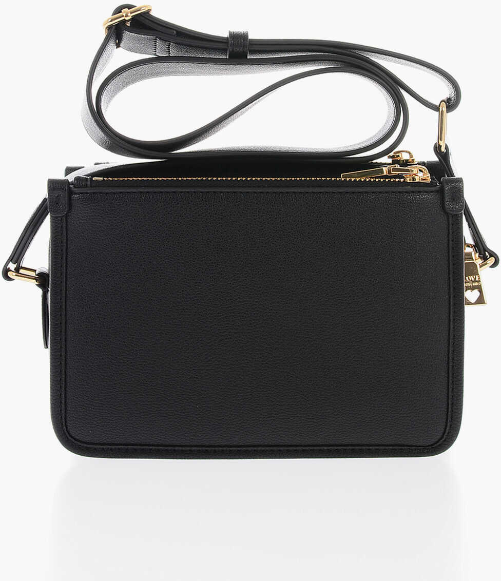 Genti tip postas Moschino Love Faux Leather Crossbody Bag With Golden Logo Black Femei (BM 9786920) 3