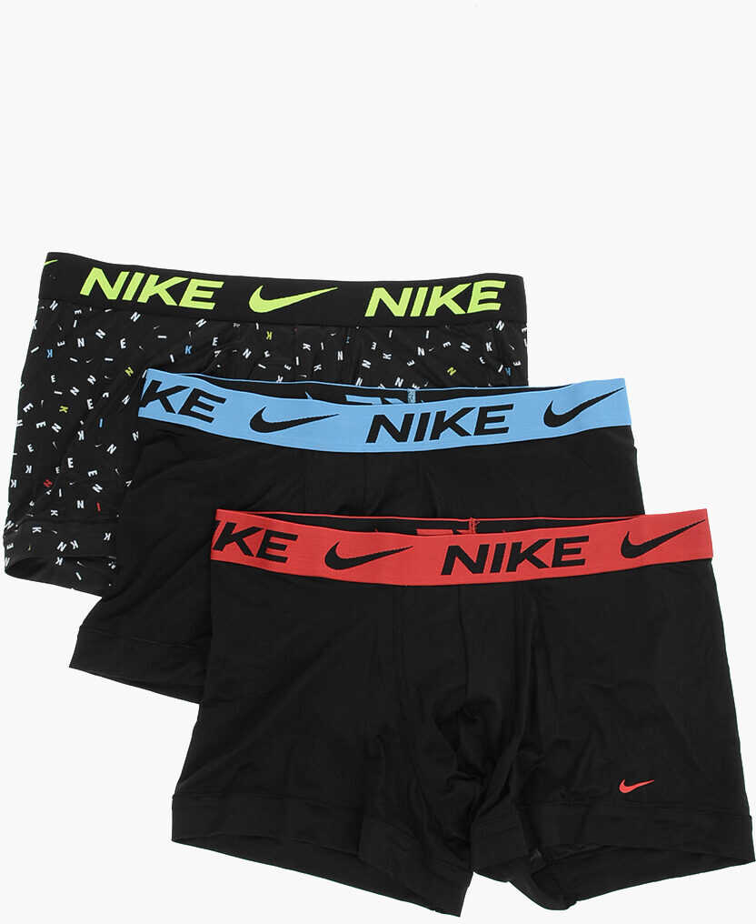 Nike Logoed Drawstring Waist Dri-Fit 3 Pairs Of Boxers Set Black