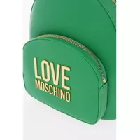 Rucsacuri Moschino Dama - Rucsacuri Moschino Love Solid Color Faux Leather Backpack With Golden Logo Green Femei (BM 9787142) - B-mall.ro