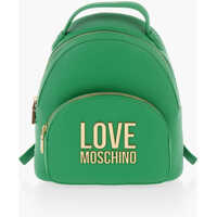 Rucsacuri Love Solid Color Faux Leather Backpack With Golden Logo Femei