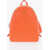 Moschino Love Solid Color Faux Leather Backpack With Golden Logo Orange
