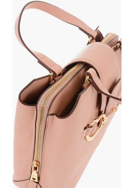 Genti de mana Moschino Love Textured Faux Leather Tote Bag With Maxi Golden Heart C Pink Femei (BM 9787343) 4