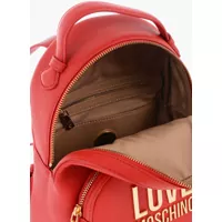 Rucsacuri Moschino Dama - Rucsacuri Moschino Love Faux Leather Backpack With With Golden Logo-Plaque Red Femei (BM 9787346) - B-mall.ro