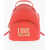 Moschino Love Faux Leather Backpack With With Golden Logo-Plaque Red