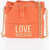 Moschino Love Textured Faux Leather Bucket Bag With Chain Shoulder St Orange
