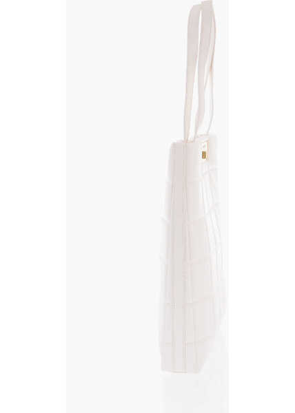 Genti de mana Moschino Love Quilted Faux Leather Tote Bag With Turn Lock Closure White Femei (BM 9787514) 2