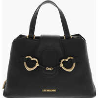 Genti de mana Love Textured Faux Leather Tote Bag With Golden Front Clamp Femei