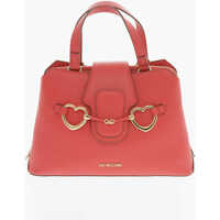 Genti de mana Love Textured Faux Leather Tote Bag With Golden Front Clamp Femei
