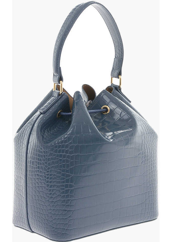 Genti de mana Moschino Love Faux Leather Crocodile Effect Bucket Bag With Embossed Blue Femei (BM 9789065) 2