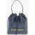 Moschino Love Faux Leather Crocodile Effect Bucket Bag With Embossed Blue