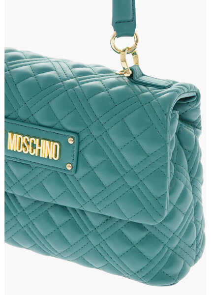 Genti de mana Moschino Love Faux Leather Quilted Bag With Magnetic Closure Green Femei (BM 9789077) 4