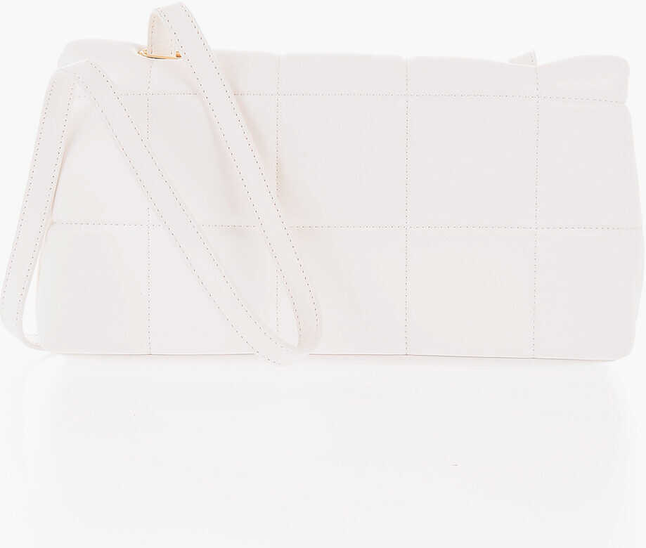 Genti tip postas Moschino Love Quilted Faux Leather Crossbody Bag With Golden Turn Loc White Femei (BM 9789080) 2