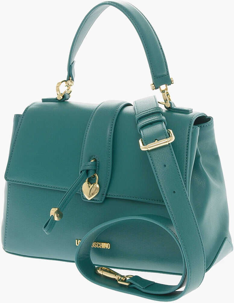 Genti de mana Moschino Love Faux Leather Handbag With Heart Shaped Charm Green Femei (BM 9789575) 3
